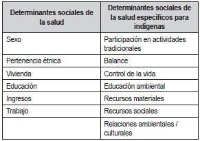 Tabla 4. Determinantes sociales de la salud en colectivos