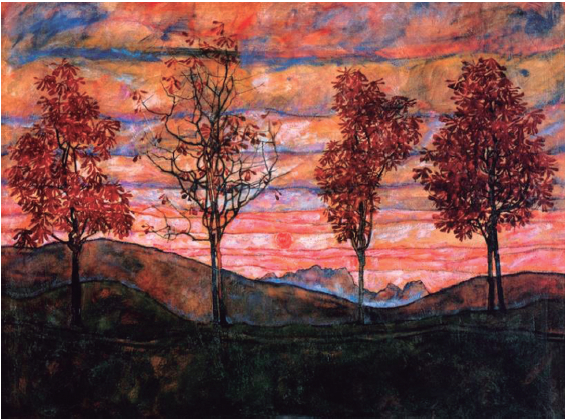 Figura 9. Cuatro árboles, de Egon Schiele, amigo y profundo admirador de Gustav Klimt.