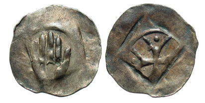 Figura 5. Moneda en plata, acuñada en Alemania, época de la Peste Negra. 1340-1360 (16 mm y 0,51 g)