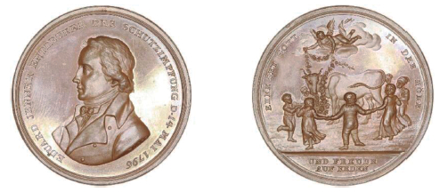 Figura 8. Medalla en bronce, acuñada en Alemania en 1838. (36 mm y 14,60 g).