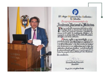 El presidente del Colegio Máximo de las Academias . Ingeniero Germán Pardo Albarracín