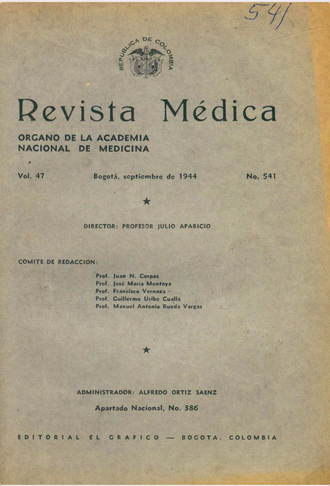 					Ver Vol. 47 Núm. 541 (1944): Revista Médica. Septiembre de 1944 - V47 No. 541
				