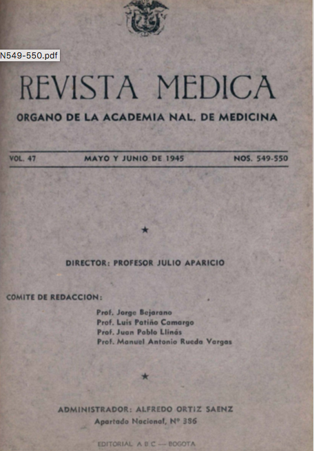 					Ver Vol. 47 Núm. 549-550 (1945): Revista Médica. Mayo y Junio de 1945 - V47 Núm. 549-550
				