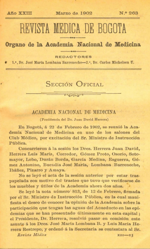 					Ver Vol. 23 Núm. 263 (1902): Revista Médica de Bogotá. Año XXIII. Marzo de 1902. Núm. 263
				