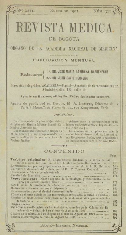 					Ver Vol. 27 Núm. 321 (1907): Revista Médica de Bogotá. Año XXVII. Enero de 1907. Núm. 321
				