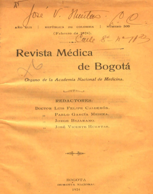 					Ver Vol. 42 Núm. 500 (1924): Revista Médica de Bogotá. Año XLII. Febrero de 1924. Núm. 500
				