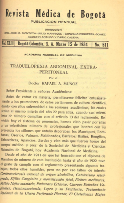 					Ver Vol. 43 Núm. 511 (1934): Revista Médica de Bogotá. Año XLIII. Marzo de 1934. Núm. 511
				