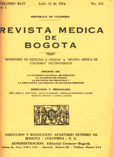 					Ver Vol. 44 Núm. 515 (1934): Revista Médica de Bogotá. Año XLIV. Julio de 1934. Núm. 515
				