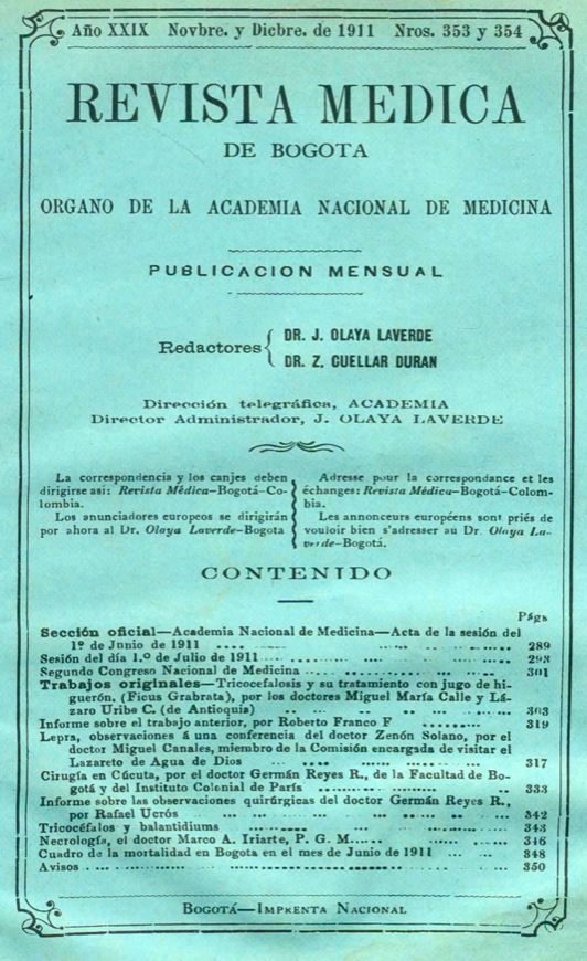 					Ver Vol. 29 Núm. 353-354 (1911): Revista Médica de Bogotá. Año XXIX. Noviembre y Diciembre de 1911 - Núm. 353-354
				