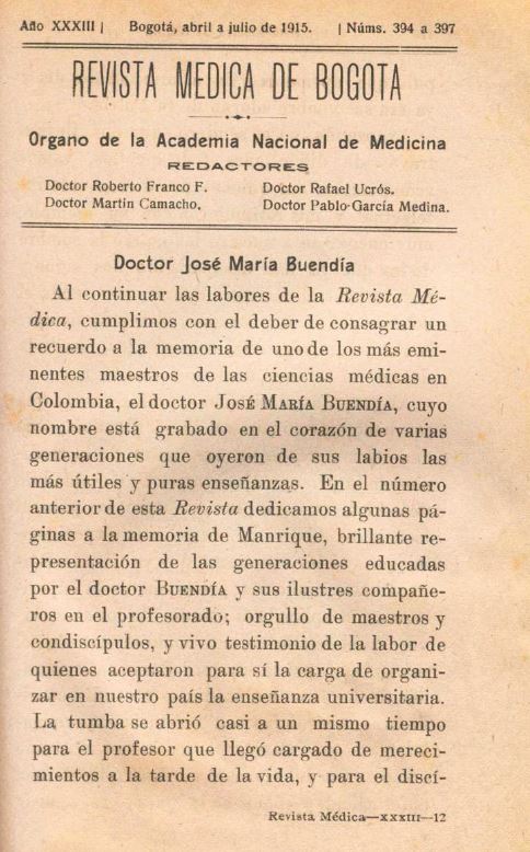 					Ver Vol. 33 Núm. 394-397 (1915): Revista Médica de Bogotá. Año XXXIII. abril a julio de 1915. Núm. 394-397
				