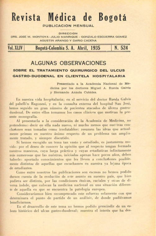 					Ver Vol. 44 Núm. 524 (1935): Revista Médica de Bogotá. Año XLIV. Abril de 1935. Núm. 524
				