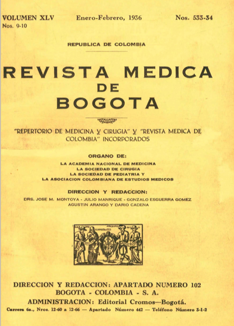 					Ver Vol. 45 Núm. 533-534 (1936): Revista Médica de Bogotá. Año XLV. Enero a Febrero de 1936. Núm. 533-534
				