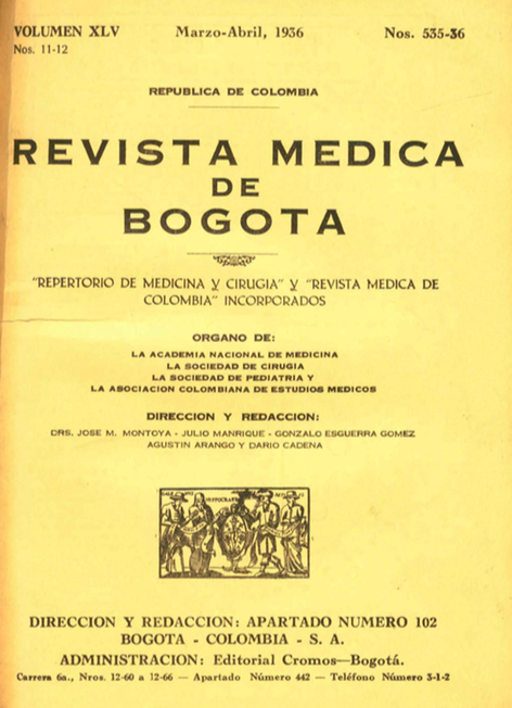 					Ver Vol. 45 Núm. 535-536 (1936): Revista Médica de Bogotá. Año XLV. Marzo a Abril de 1936. Núm. 535-536
				