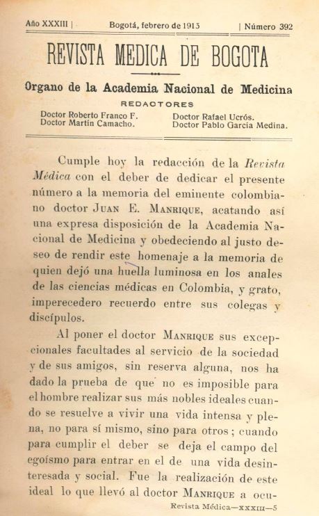 					Ver Vol. 33 Núm. 392 (1915): Revista Médica de Bogotá. Año XXXIII. Febrero de 1915. Núm. 392
				