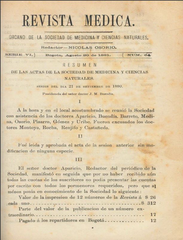 					Ver Vol. 6 Núm. 64 (1881): Revista Médica. Serie 6. Agosto de 1881. Núm. 64
				