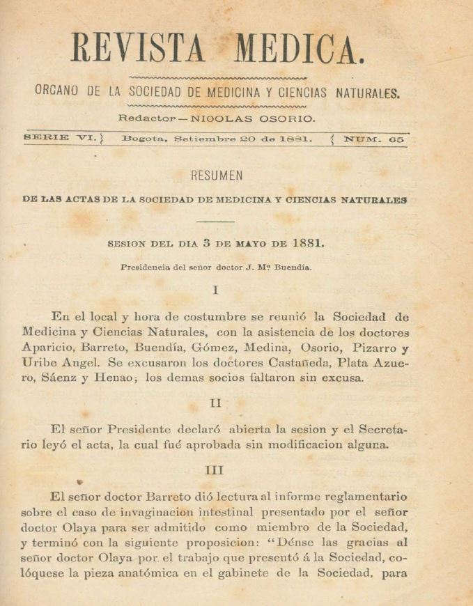 					Ver Vol. 6 Núm. 65 (1881): Revista Médica. Serie 6. Septiembre de 1881. Núm. 65
				