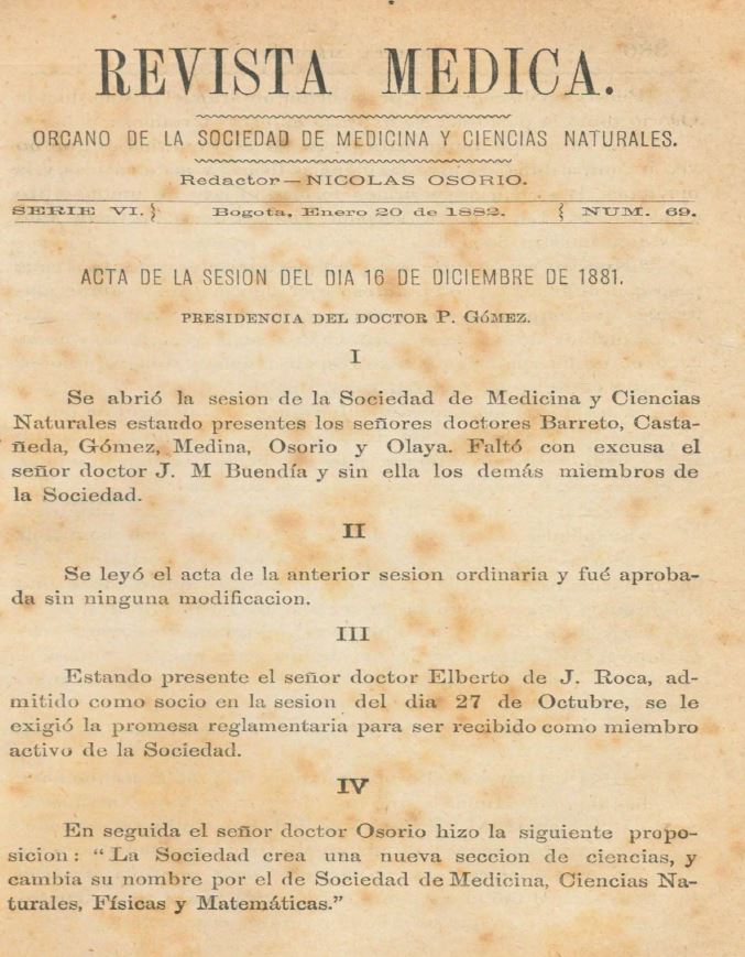					Ver Vol. 6 Núm. 69 (1882): Revista Médica. Serie 6. Enero de 1882. Núm. 69
				