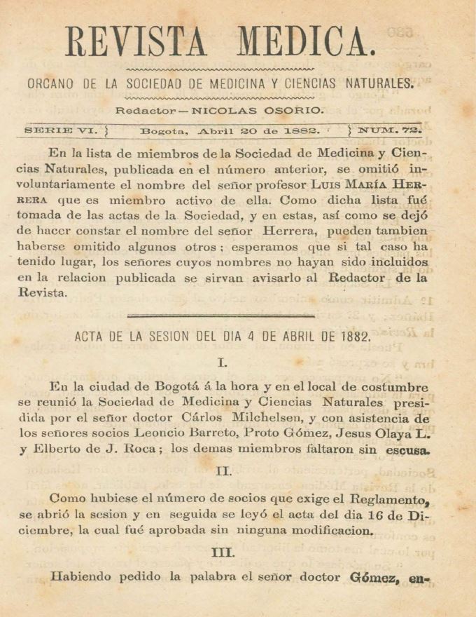 					Ver Vol. 6 Núm. 72 (1882): Revista Médica. Serie 6. Abril de 1882. Núm. 72
				