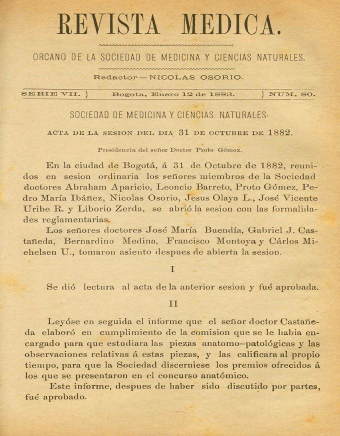 					Ver Vol. 7 Núm. 80 (1883): Revista Médica. Serie 7. Enero de 1883. Núm. 80
				
