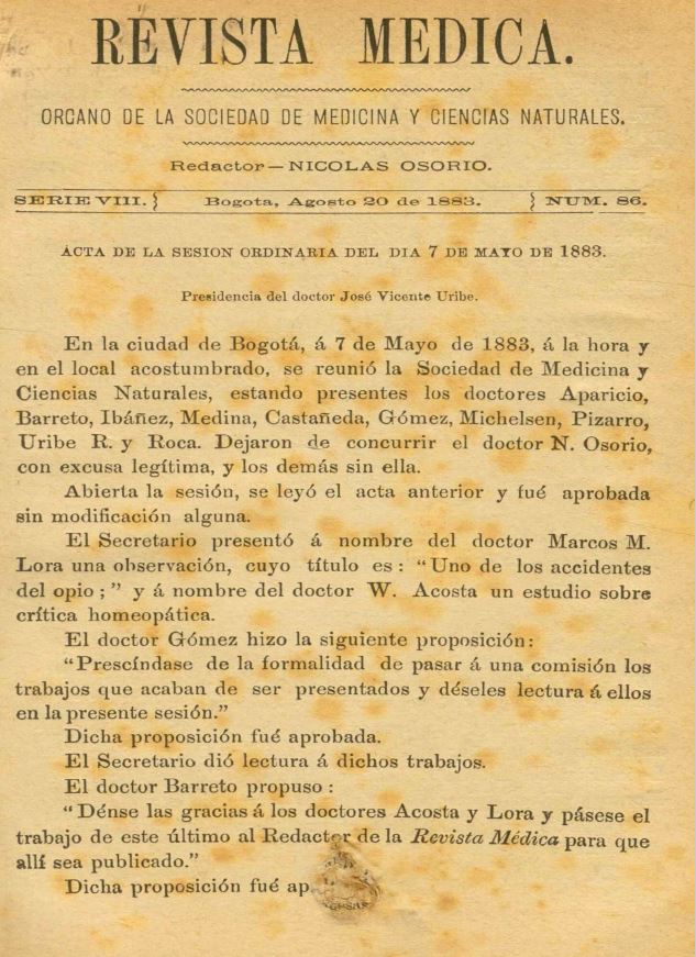 					Ver Vol. 8 Núm. 86 (1883): Revista Médica. Serie 8. Julio de 1883. Núm. 86
				