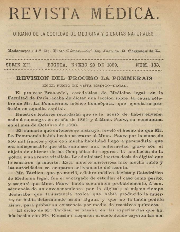 					Ver Vol. 12 Núm. 133 (1889): Revista Médica. Serie 12. Enero de 1889. Núm. 133
				