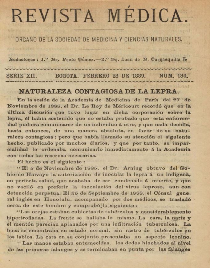 					Ver Vol. 12 Núm. 134 (1889): Revista Médica. Serie 12. Febrero de 1889. Núm. 134
				