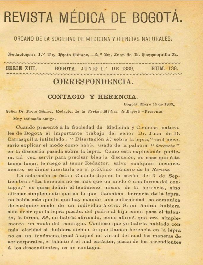 					Ver Vol. 13 Núm. 138 (1889): Revista Médica de Bogotá. Serie 13. Junio de 1889. Núm. 138
				