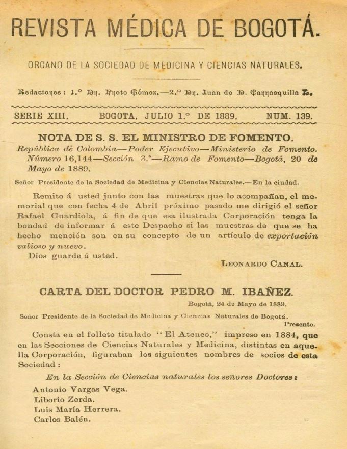 					Ver Vol. 13 Núm. 139 (1889): Revista Médica de Bogotá. Serie 13. Julio de 1889. Núm. 139
				
