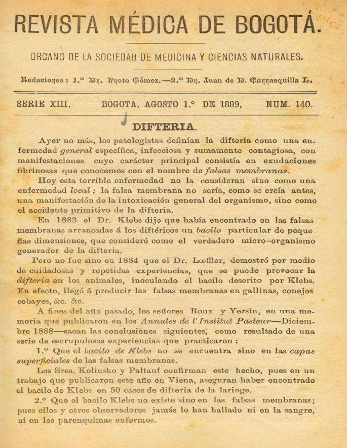 					Ver Vol. 13 Núm. 140 (1889): Revista Médica de Bogotá. Serie 13. Agosto de 1889. Núm. 140
				