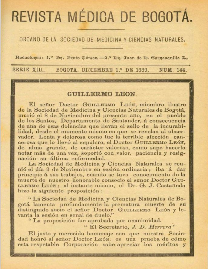 					Ver Vol. 13 Núm. 144 (1889): Revista Médica de Bogotá. Serie 13. Diciembre de 1889. Núm. 144
				
