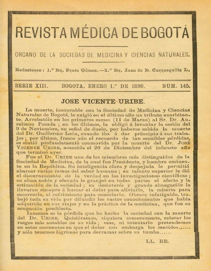 					Ver Vol. 13 Núm. 145 (1890): Revista Médica de Bogotá. Serie 13. Enero de 1890. Núm. 145
				