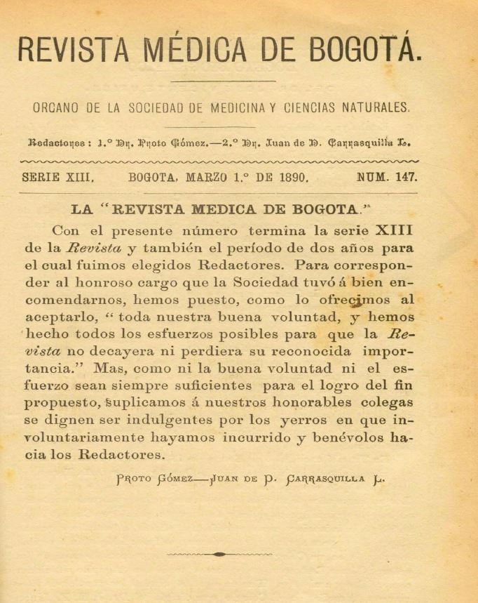 					Ver Vol. 13 Núm. 147 (1890): Revista Médica de Bogotá. Serie 13. Marzo de 1890. Núm. 147
				