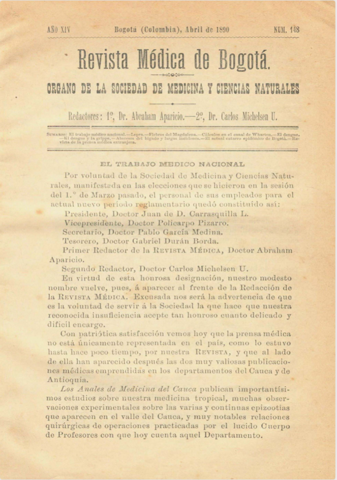 					Ver Vol. 14 Núm. 148 (1890): Revista Médica de Bogotá. Serie 14. Abril de 1890. Núm. 148
				