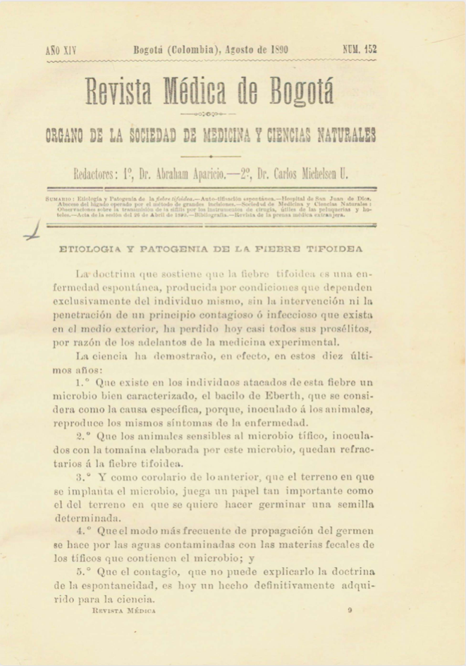 					Ver Vol. 14 Núm. 152 (1890): Revista Médica de Bogotá. Serie 14. Agosto de 1890. Núm. 152
				