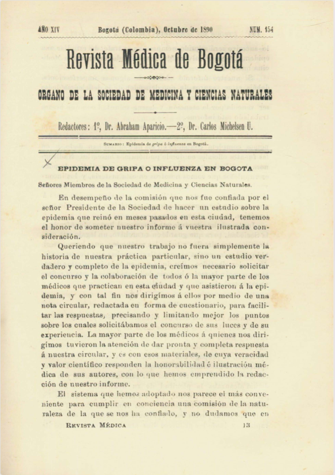 					Ver Vol. 14 Núm. 154 (1890): Revista Médica de Bogotá. Serie 14. Octubre de 1890. Núm. 154
				