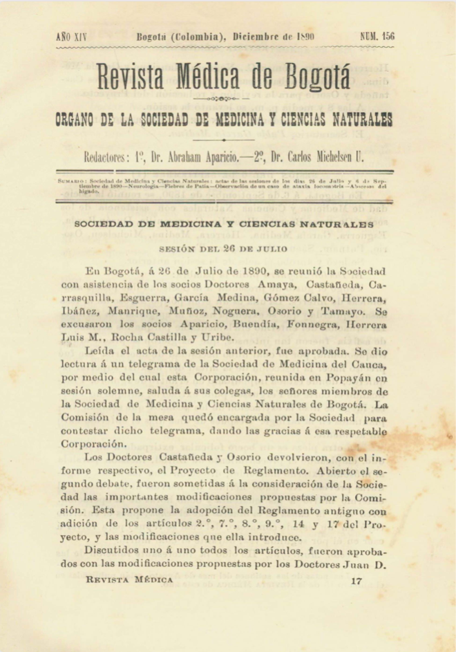 					Ver Vol. 14 Núm. 156 (1890): Revista Médica de Bogotá. Serie 14. Diciembre de 1890. Núm. 156
				