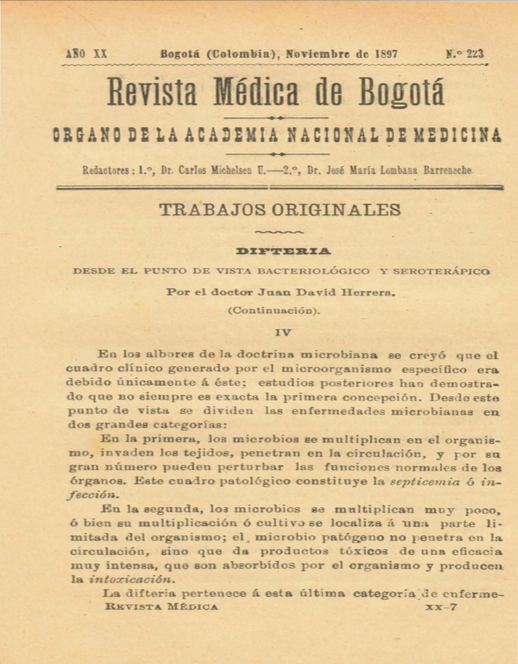 					Ver Vol. 20 Núm. 223 (1897): Revista Médica de Bogotá. Serie 20. Noviembre de 1897. Núm. 223
				