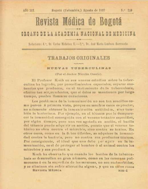 					Ver Vol. 19 Núm. 220 (1897): Revista Médica de Bogotá. Serie 19. Agosto de 1897. Núm. 220
				
