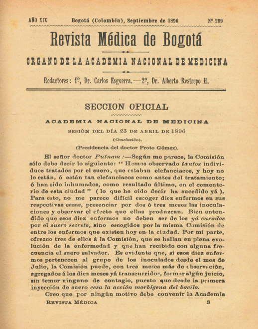 					Ver Vol. 19 Núm. 209 (1896): Revista Médica de Bogotá. Serie 19. Septiembre de 1896. Núm. 209
				