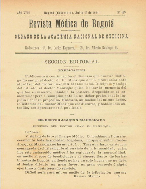 					Ver Vol. 18 Núm. 199 (1894): Revista Médica de Bogotá. Serie 18. julio de 1894. Núm. 199
				