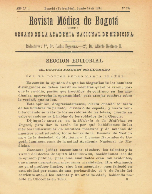 					Ver Vol. 18 Núm. 197 (1894): Revista Médica de Bogotá. Serie 18. Junio de 1894. Núm. 197
				
