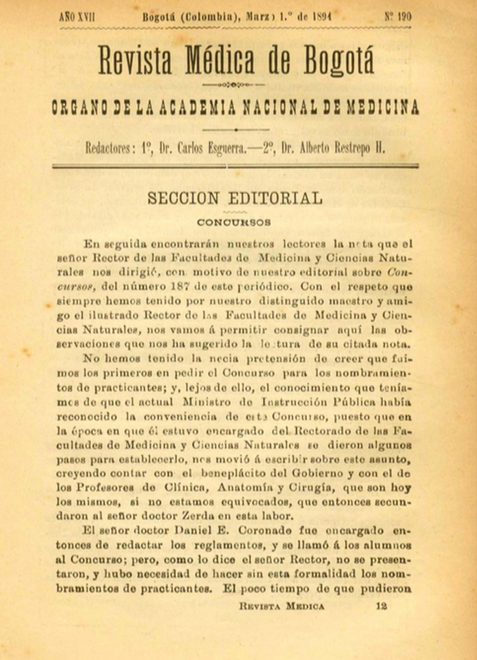 					Ver Vol. 17 Núm. 190 (1894): Revista Médica de Bogotá. Serie 17. Marzo de 1894. Núm. 190
				