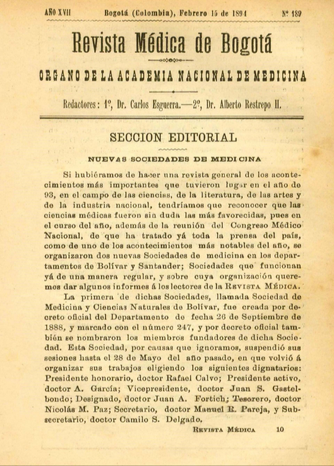 					Ver Vol. 17 Núm. 189 (1894): Revista Médica de Bogotá. Serie 17. Febrero de 1894. Núm. 189
				