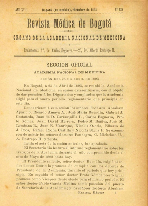 					Ver Vol. 17 Núm. 185 (1893): Revista Médica de Bogotá. Serie 17. Octubre de 1893. Núm. 186
				