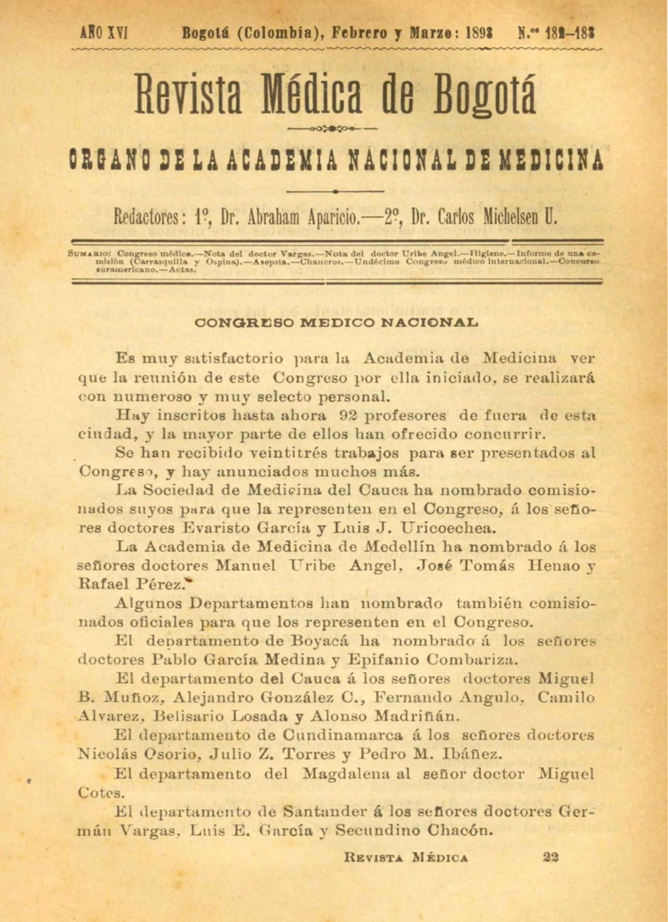 					Ver Vol. 16 Núm. 182-183 (1893): Revista Médica de Bogotá. Serie 16. Febrero-Marzo de 1893. Núm. 182-183
				
