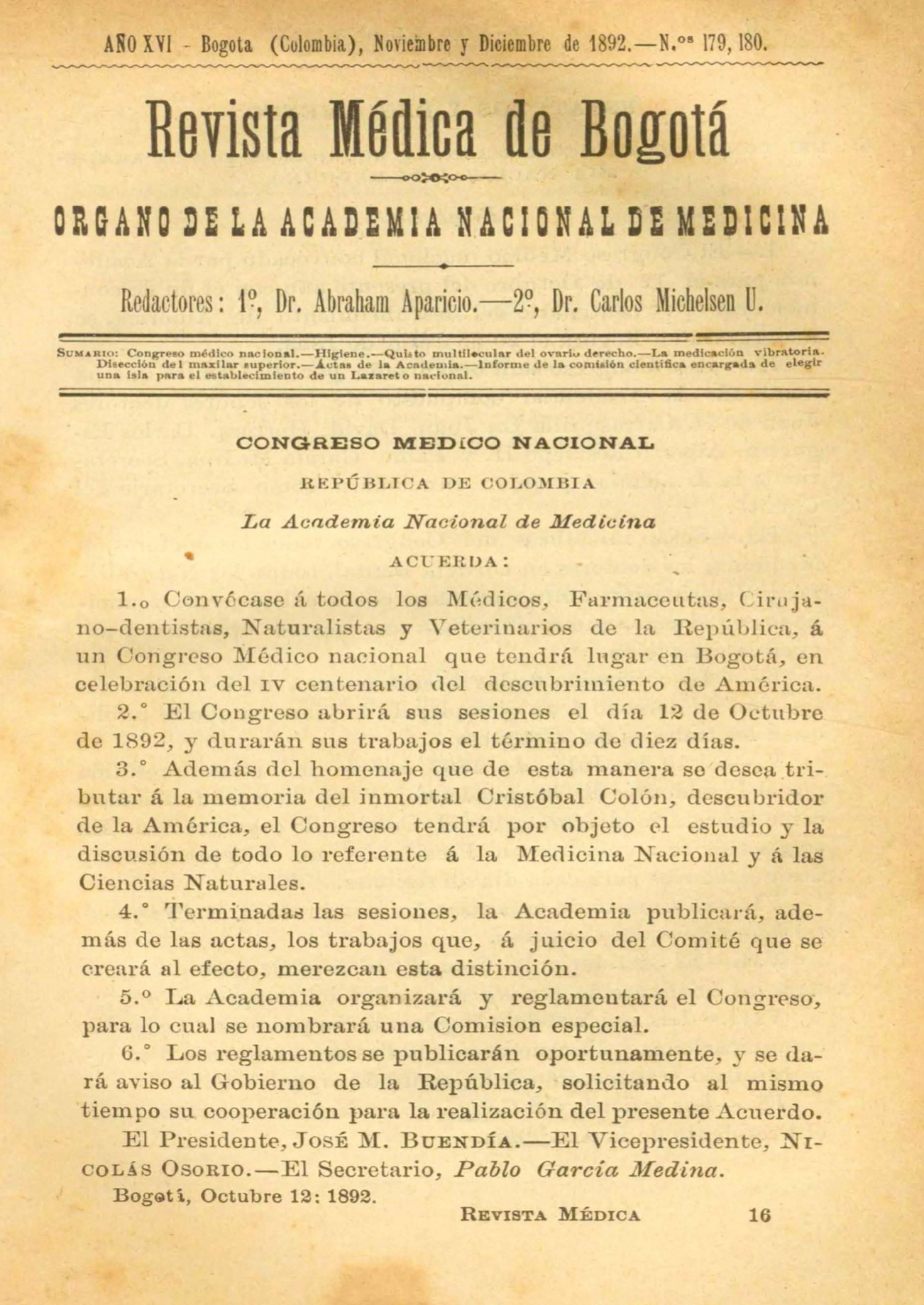 					Ver Vol. 16 Núm. 179-180 (1892): Revista Médica de Bogotá. Serie 16. Noviembre-Diciembre de 1892. Núm. 179-180
				