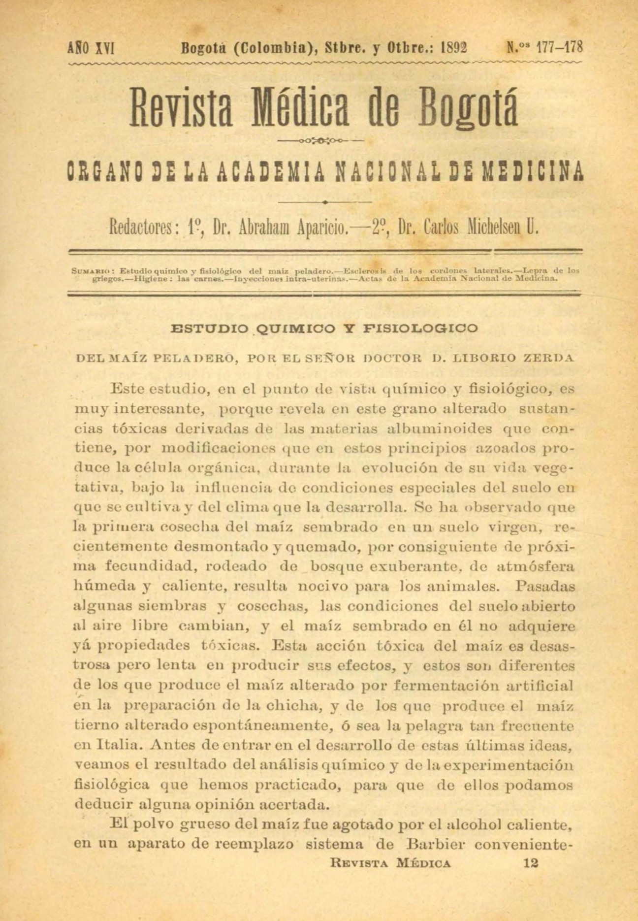 					Ver Vol. 16 Núm. 177-178 (1892): Revista Médica de Bogotá. Serie 16. Septiembre-Octubre de 1892. Núm. 177-178
				