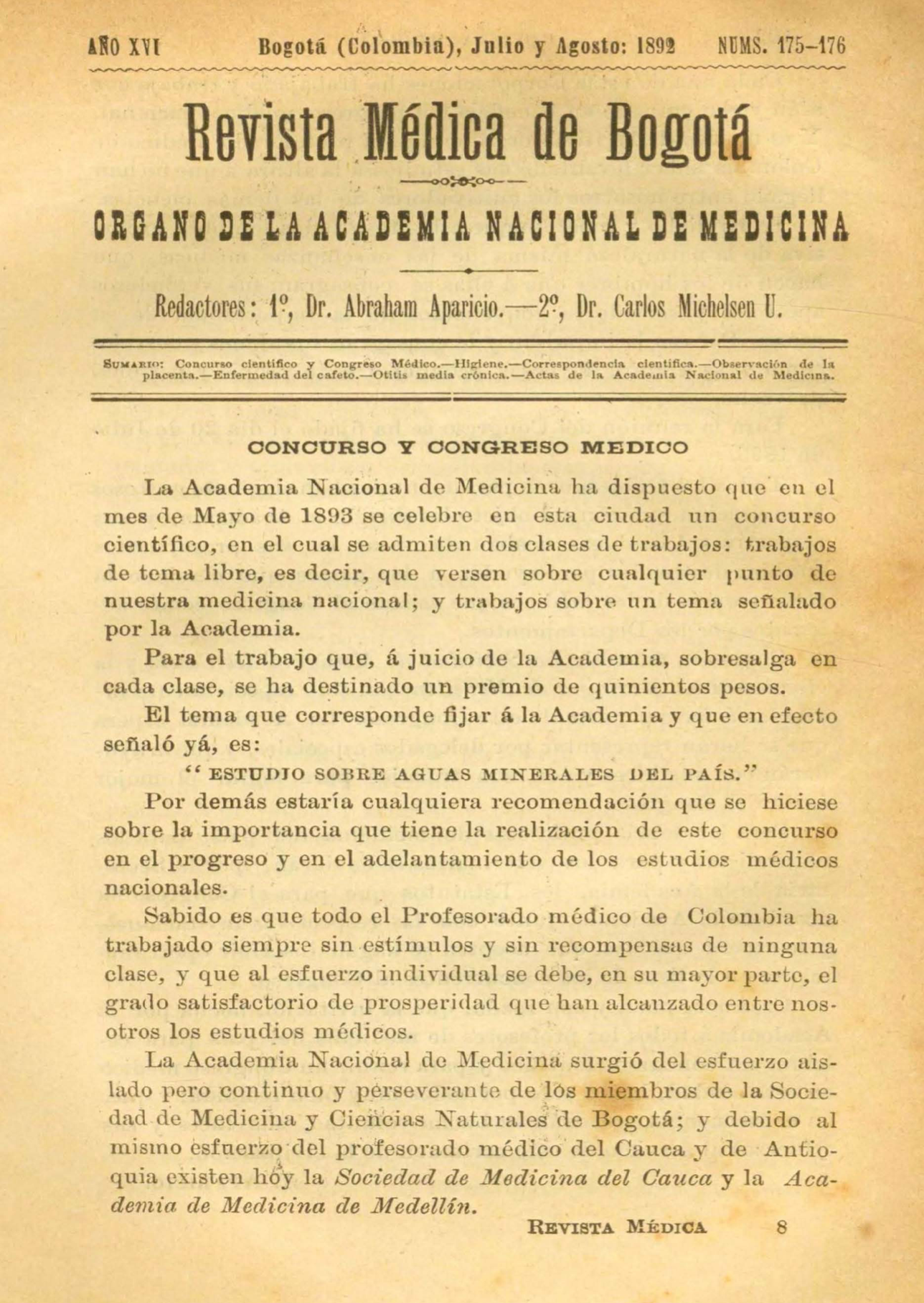 					Ver Vol. 16 Núm. 175-176 (1892): Revista Médica de Bogotá. Serie 16. Julio-Agosto de 1892. Núm. 175-176
				
