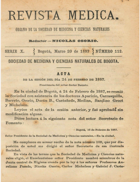 					Ver Vol. 10 Núm. 112 (1887): Revista Médica. Serie 10. Marzo de 1887. Núm. 112
				