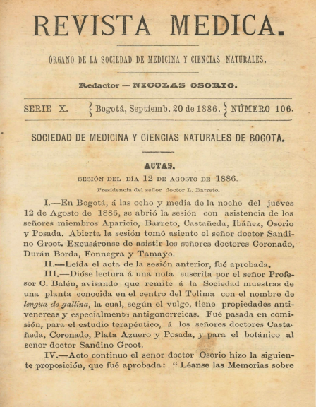 					Ver Vol. 10 Núm. 106 (1886): Revista Médica. Serie 10. Marzo de 1886. Núm. 106
				